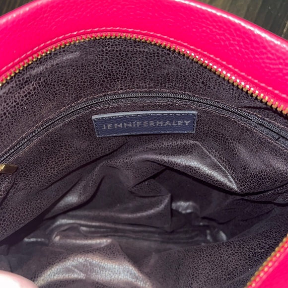 EUC Jennifer Haley Hot Pink Leather Fold Over Clutch - Picture 5 of 10